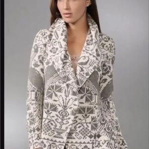 Free People Gray and White Patterned Cardigan